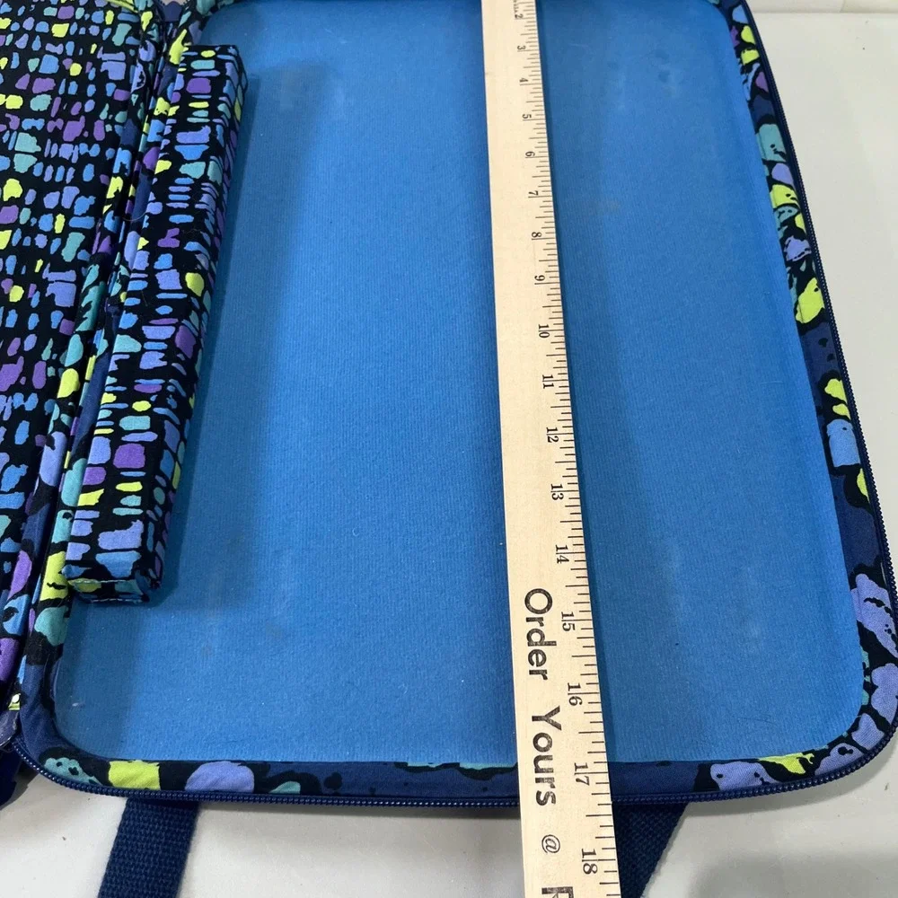 Vera Bradley Indigo Pop hard shell laptop messenger bag Quilted Work Travel